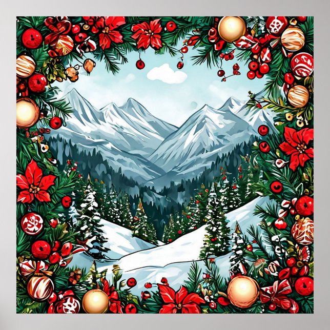Festive Winter Wonderland Scene Poster (Front)