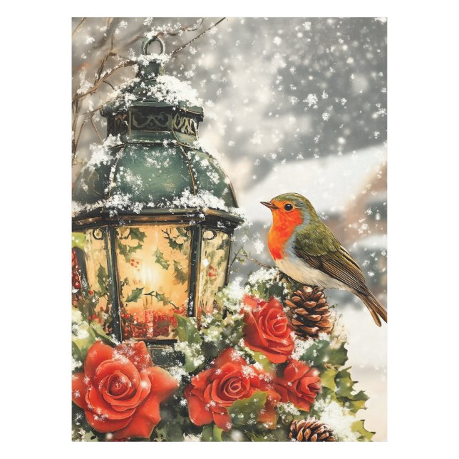 Festive Winter Wonderland Scene Tablecloth (Front)