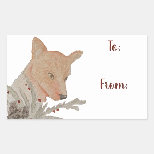 Festive Winter Woodland Fox Rectangular Sticker