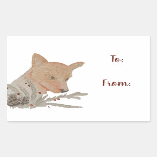 Festive Winter Woodland Fox Rectangular Sticker