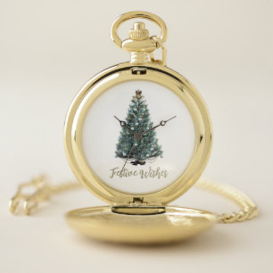 Festive Wishes. Christmas tree design Pocket Watch