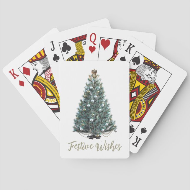 Festive Wishes. Christmas tree design Poker Cards (Back)