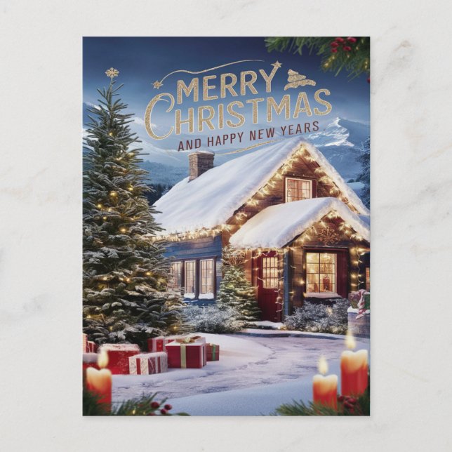 Festive Wishes in Snowy Wonderland Postcard (Front)