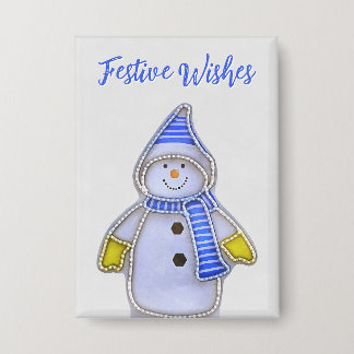 Festive Wishes. Snowman design Button
