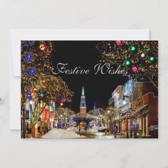 Festive Wishes Text Quote With White Text Holiday  Card (Front)