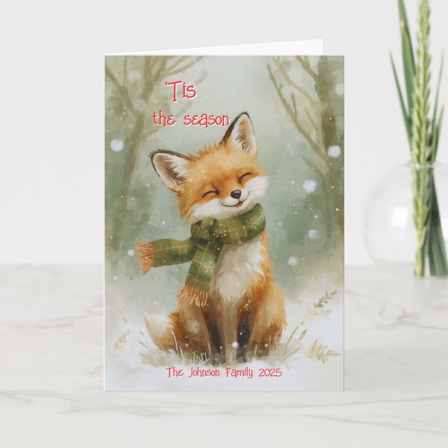 Festive Woodland Fox Holiday Card (Front)