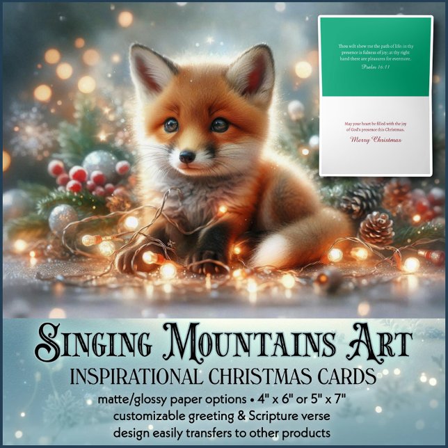 Festive Woodland Fox With Bible Verse Christmas Holiday Card (Creator Uploaded)
