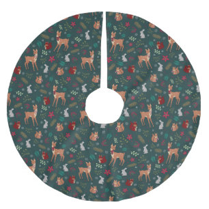 Festive Woodland Friends Dark Green Tree Skirt