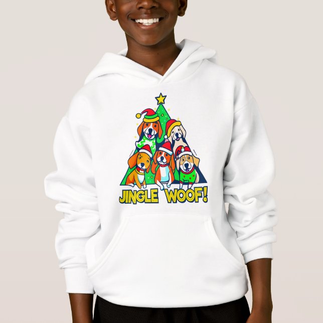 Festive Woof Merry Christmas Design for Dog Lovers Hoodie (Front)