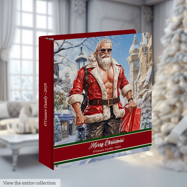 Festive Workout Santa Ring Binder Custom Name Gift (Festive Workout Santa Ring Binder Custom Name Gift)