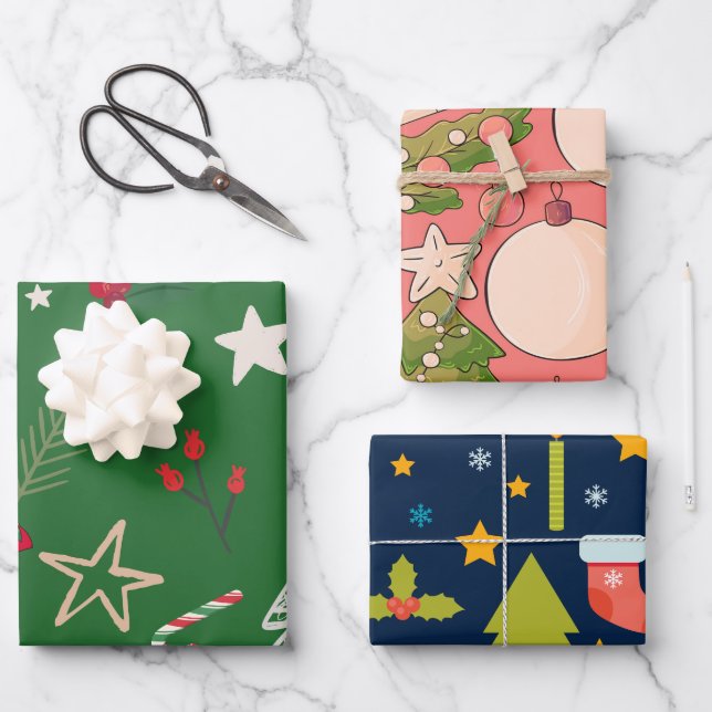 Festive Wraps for Happy Moments Wrapping Paper Sheets (Front)