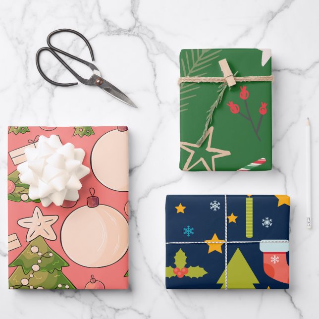 Festive Wraps for Happy Moments Wrapping Paper Sheets (Front)