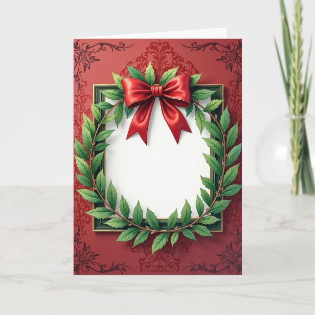 Festive Wreath Bow Card (Front)