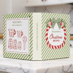 Festive Wreath Bow Christmas Recipes Custom 3 Ring Binder