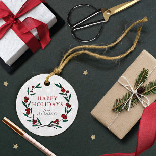 Festive Wreath Christmas Holiday Favor Tags