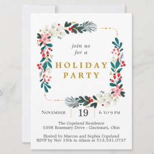 Festive Wreath Holiday Invitation