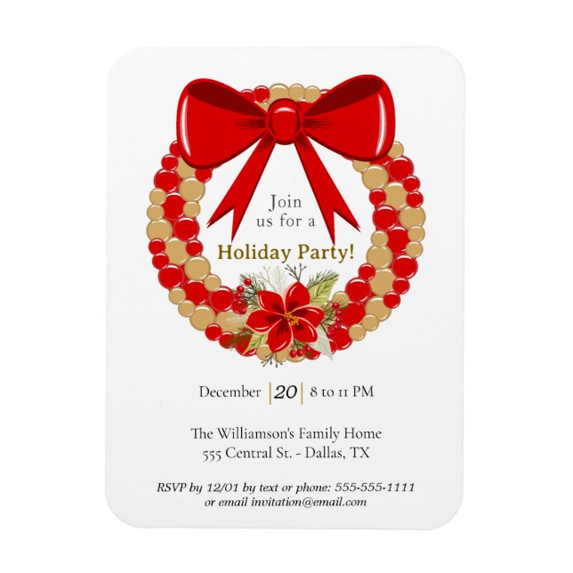 Festive Wreath Holiday Magnet (Vertical)