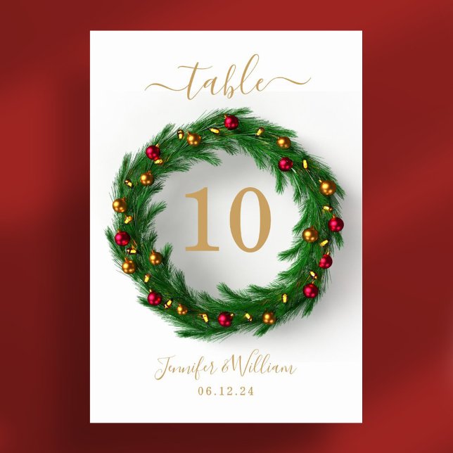 Festive Wreath Xmas Holiday Wedding  Table Number (Festive Wreath Xmas Holiday Wedding Table Number)