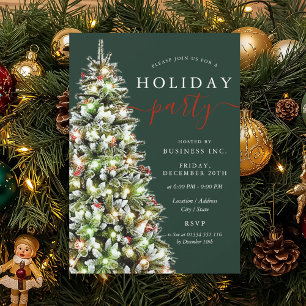 Festive Xmas Tree Corporate Holiday Party Green Invitation