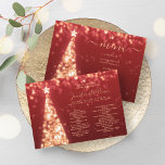 Festive Xmas Tree Gold Red Wedding Menu Program<br><div class="desc">Elegant & Festive Xmas Tree Gold Red Wedding Menu Program template,  featuring party program and menu text,  glitter lights Christmas Tree and modern typography script.</div>