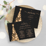 Festive Xmas Tree Gold Wedding Menu Program<br><div class="desc">Elegant & Festive Xmas Tree Gold Wedding Menu Program template,  featuring party program and menu text,  glitter lights Christmas Tree and modern typography script.</div>