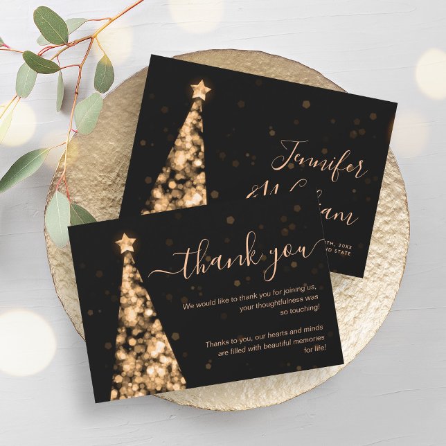 Festive Xmas Tree Gold Wedding Thank You Card (Festive Xmas Tree Gold Wedding Thank You Card)