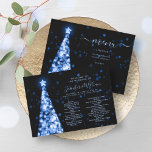 Festive Xmas Tree Navy Blue Wedding Menu Program<br><div class="desc">Elegant & Festive Xmas Tree Navy Blue Wedding Menu Program template,  featuring party program and menu text,  glitter lights Christmas Tree and modern typography script.</div>