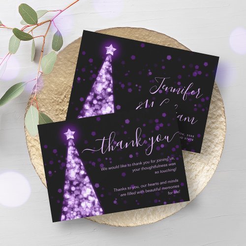 Festive Xmas Tree Purple Wedding Thank You Card