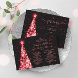 Festive Xmas Tree Red Black Wedding Menu Program<br><div class="desc">Elegant & Festive Xmas Tree Red Black Wedding Menu Program template,  featuring party program and menu text,  glitter lights Christmas Tree and modern typography script.</div>