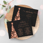 Festive Xmas Tree Rose Gold Wedding Menu Program<br><div class="desc">Elegant & Festive Xmas Tree Rose Gold Wedding Menu Program template,  featuring party program and menu text,  glitter lights Christmas Tree and modern typography script.</div>