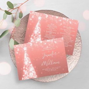 Festive Xmas Tree Rose Gold Wedding Program