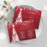 Festive Xmas Tree Silver Red Wedding Menu Program<br><div class="desc">Elegant & Festive Xmas Tree Silver Red Wedding Menu Program template,  featuring party program and menu text,  glitter lights Christmas Tree and modern typography script.</div>