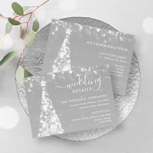 Festive Xmas Tree Silver Wedding Details Card