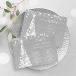 Festive Xmas Tree Silver Wedding Menu Program<br><div class="desc">Elegant & Festive Xmas Tree Silver Wedding Menu Program template,  featuring party program and menu text,  glitter lights Christmas Tree and modern typography script.</div>