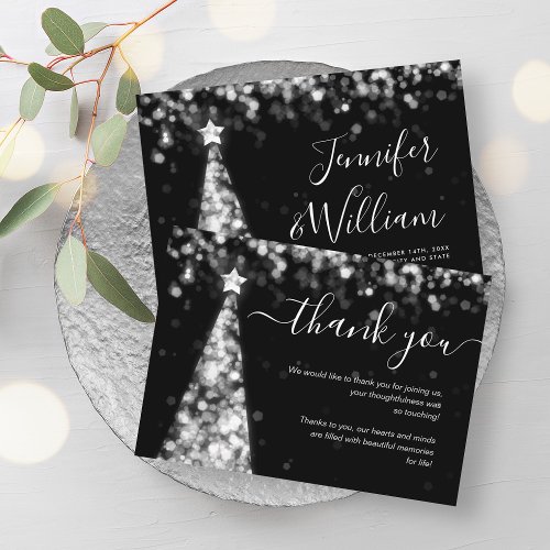 Festive Xmas Tree Silver Wedding Thank You Card