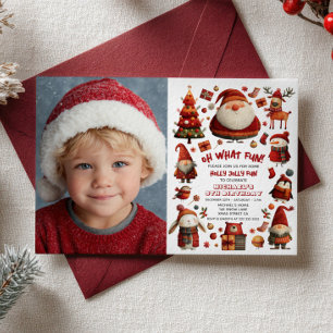 Festive Xmas Whimsical Kids' Birthday Party Photo Invitation