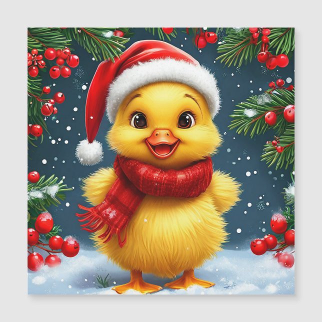 Festive Yellow Duckling in Santa Hat (Front)