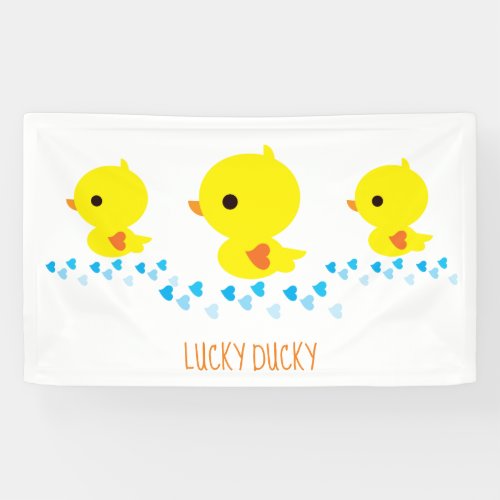 Festive Yellow Lucky Ducky Cartoon Banner
