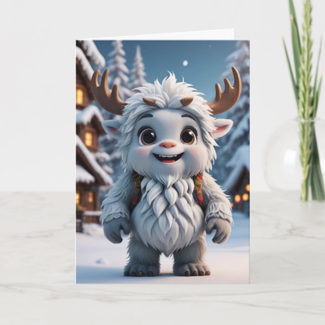 Festive Yeti  Holiday Card (Front)