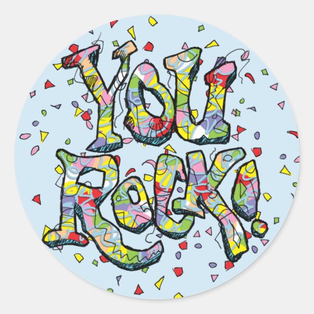 Festive "You Rock!" Lettering Sticker (Front)