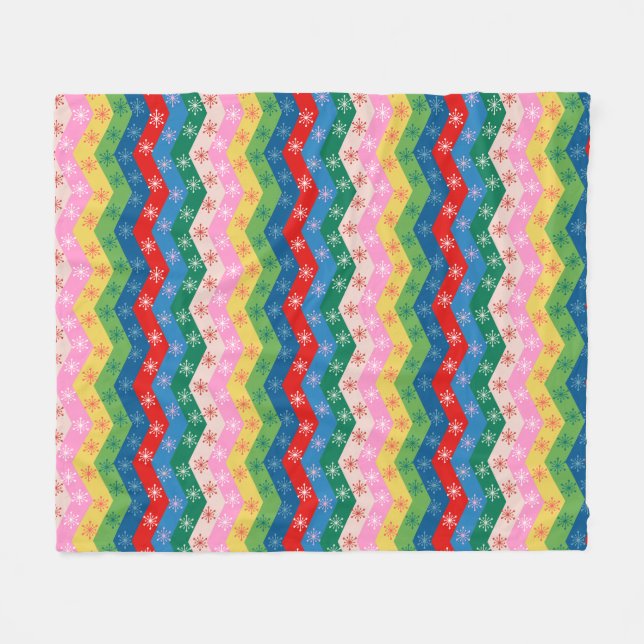 Festive zigzag ribbon Fleece Blanket (Front (Horizontal))