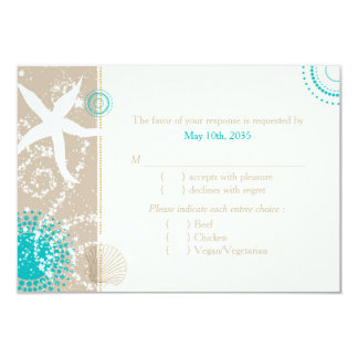 Festively Chic Beach Wedding RSVP (Menu Choice) Card