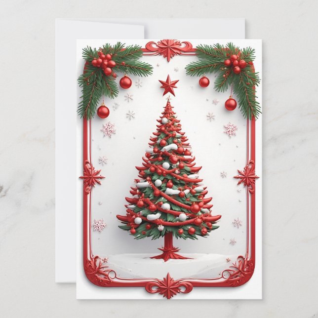 Festively Decorated Christmas Tree Card (Front)