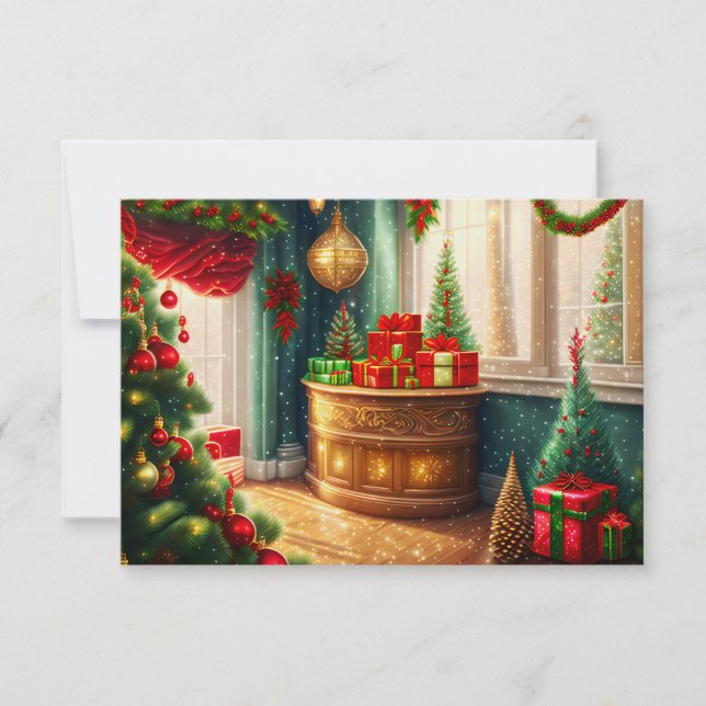 Festively decorated room, tradit. Christmas Party Invitation (Front)