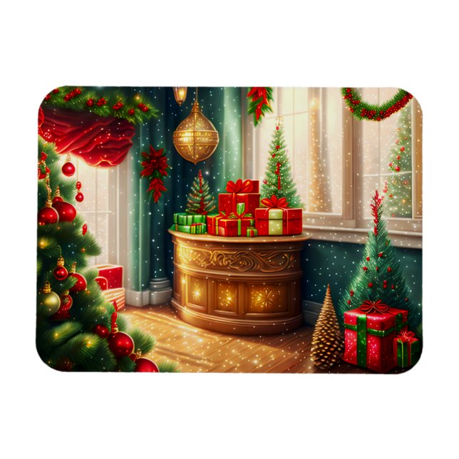 Festively decorated room, traditional Christmas  Magnet (Horizontal)