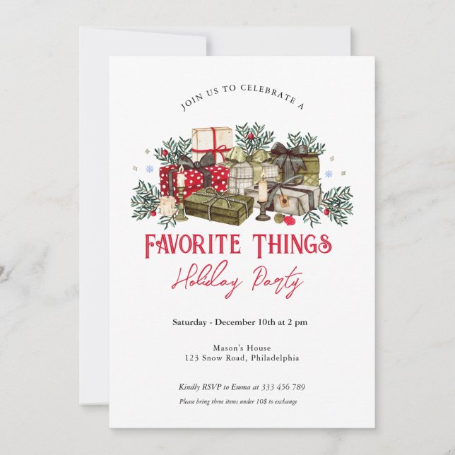 Festives Favorite Things  Invitation (Front)