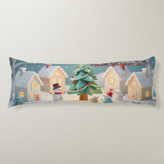 Festliche Weihnachtsszene mit Schneemännern Body Pillow