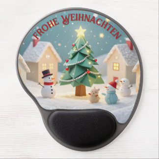 Festliche Weihnachtsszene mit Schneemännern Gel Mouse Pad