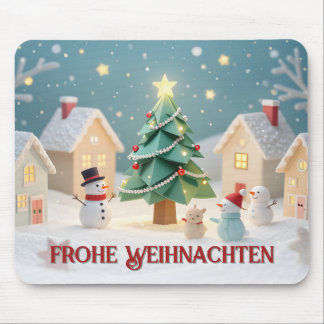 Festliche Weihnachtsszene mit Schneemännern Mouse Pad
