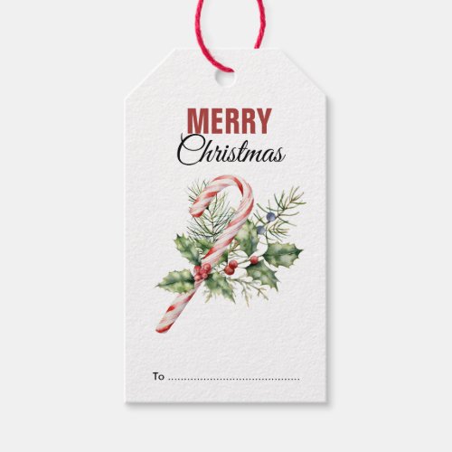 Festsive Merry Christmas Candy Cane Gift Tags